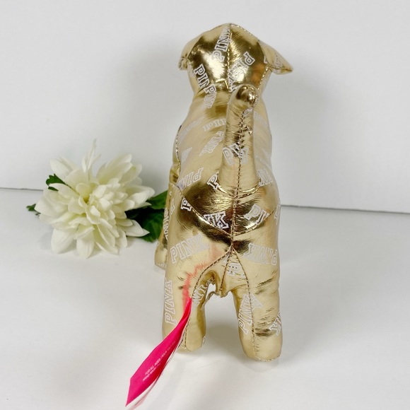 PINK Victorias Secret Metallic Mini Dog White Logo Collectible Stuffed NEW - Picture 7 of 7